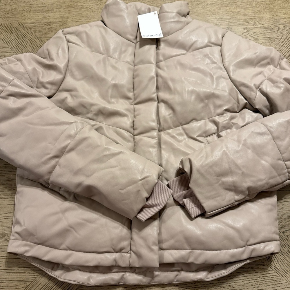 NWT Splendid Faux Leather Puffer M